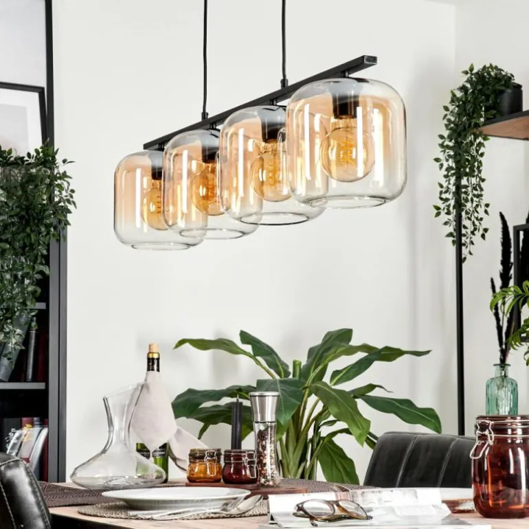 Suspension - Verre Lauden Ambre, Clair, 4 lumières