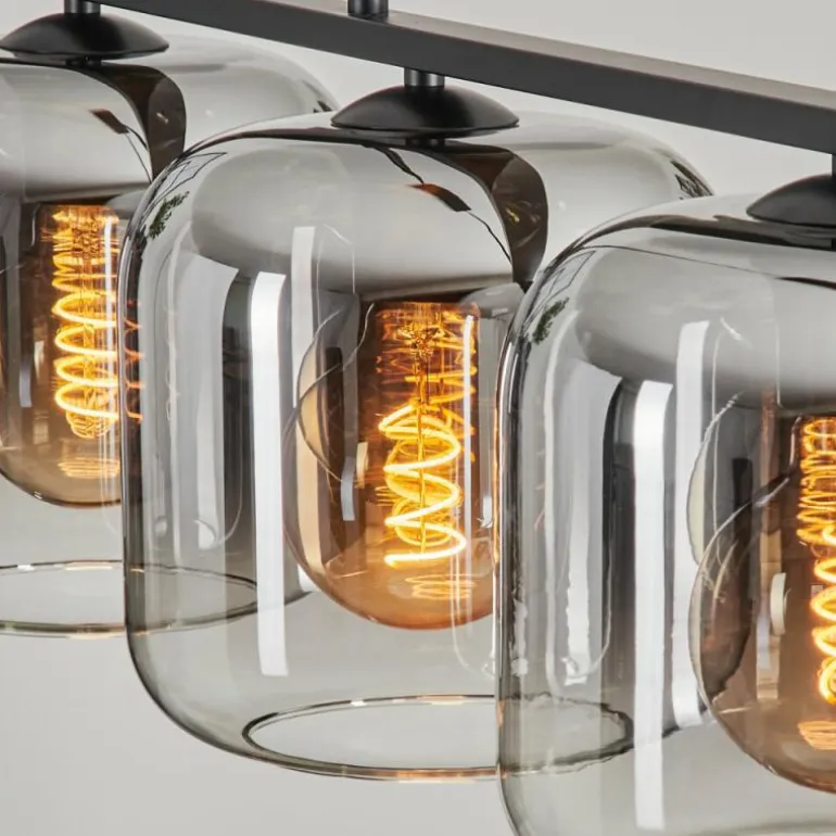 Suspension - Verre Lauden Clair, Fumé, 4 lumières