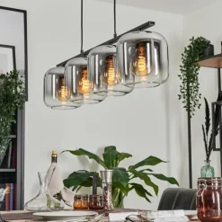 Suspension - Verre Lauden Clair, Fumé, 4 lumières