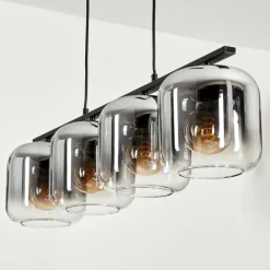 Suspension - Verre Lauden Clair, Fumé, 4 lumières