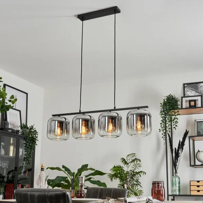 Suspension - Verre Lauden Clair, Fumé, 4 lumières