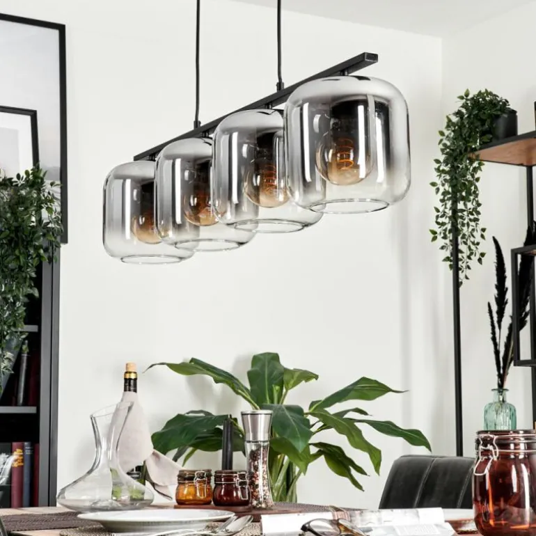 Suspension - Verre Lauden Clair, Fumé, 4 lumières