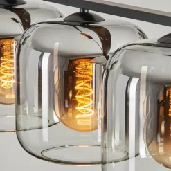 Suspension - Verre Lauden Chrome, Clair, Fumé, 4 lumières
