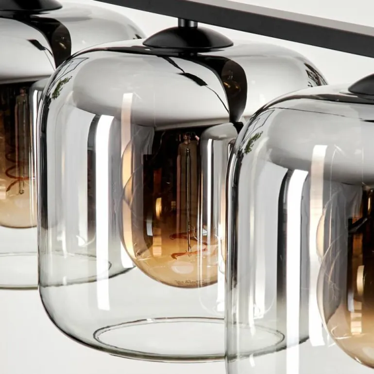 Suspension - Verre Lauden Chrome, Clair, Fumé, 4 lumières