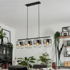 Suspension - Verre Lauden Chrome, Clair, Fumé, 4 lumières