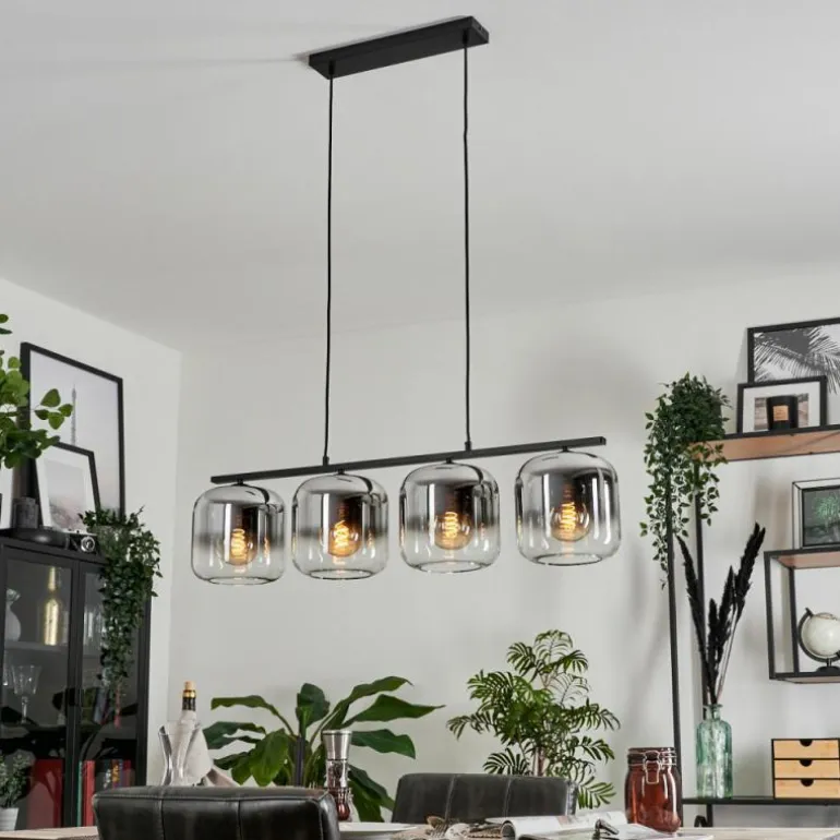 Suspension - Verre Lauden Chrome, Clair, Fumé, 4 lumières