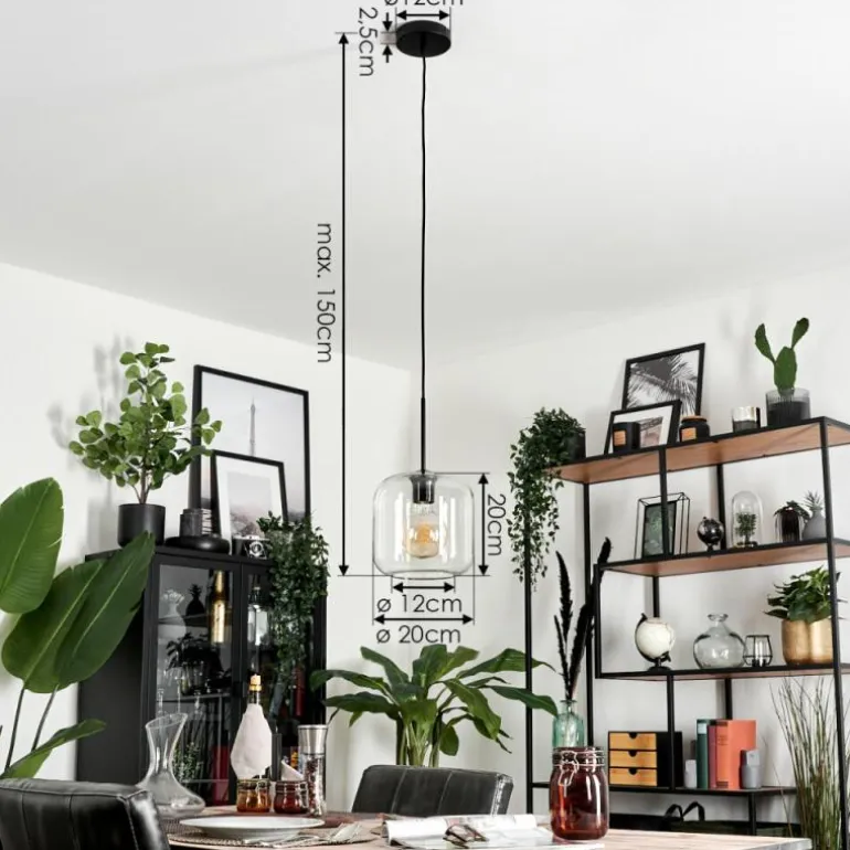 Suspension - Verre Lauden Clair, 1 lumière