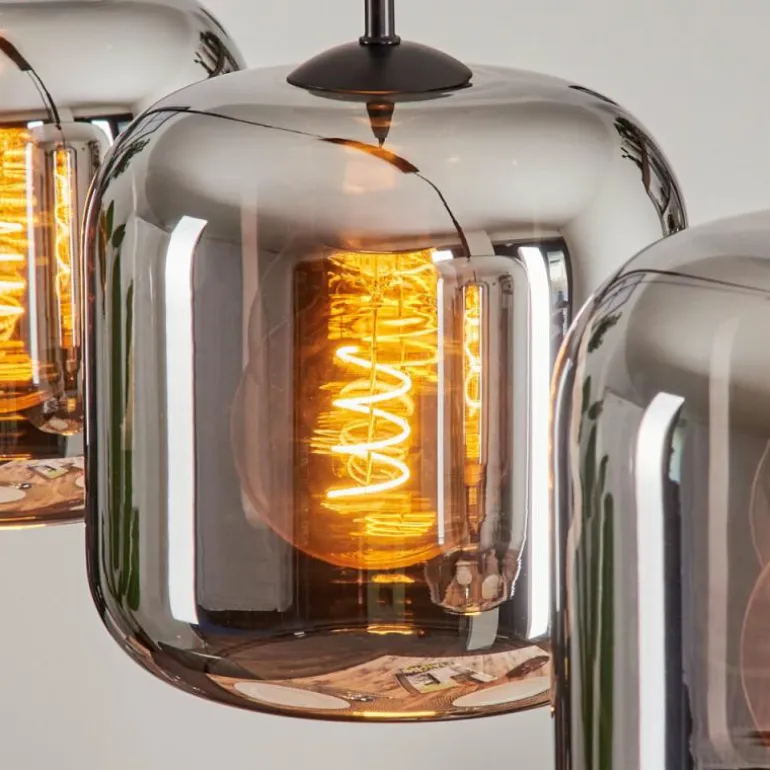 Suspension - Verre Lauden Chrome, Fumé, 3 lumières