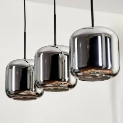 Suspension - Verre Lauden Chrome, Fumé, 3 lumières