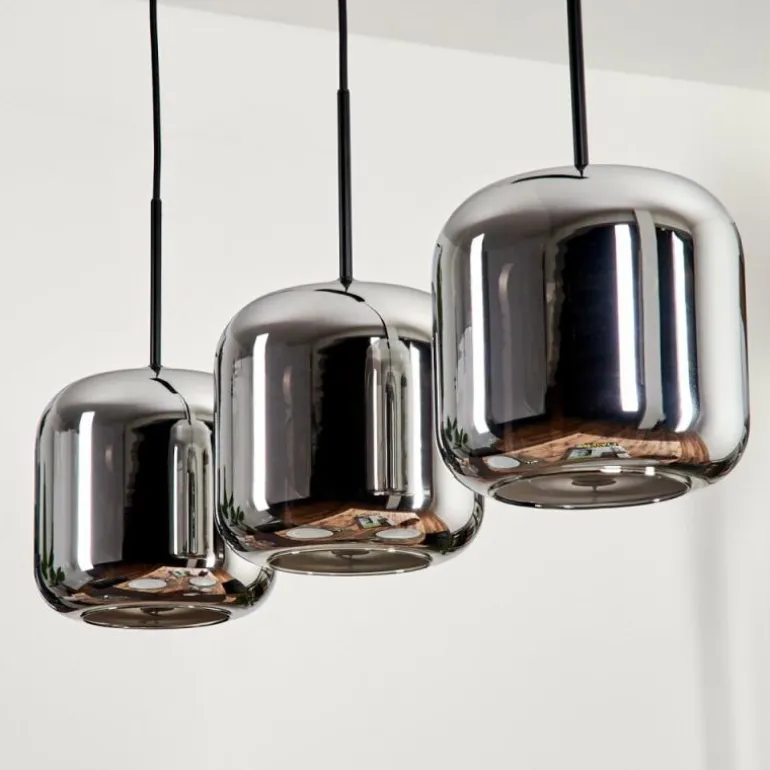 Suspension - Verre Lauden Chrome, Fumé, 3 lumières
