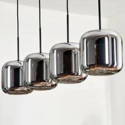 Suspension - Verre Lauden Chrome, Fumé, 4 lumières