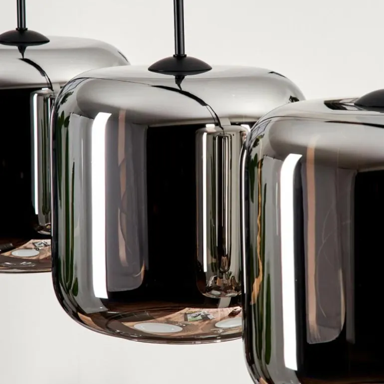 Suspension - Verre Lauden Chrome, Fumé, 4 lumières