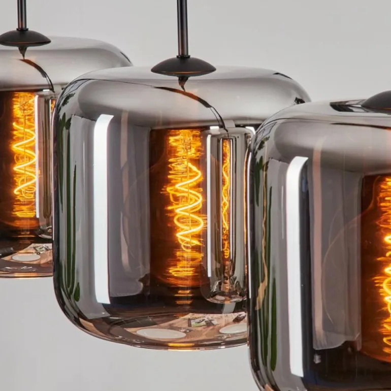 Suspension - Verre Lauden Chrome, Fumé, 4 lumières