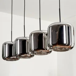 Suspension - Verre Lauden Chrome, Fumé, 4 lumières