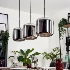 Suspension - Verre Lauden Chrome, Fumé, 3 lumières