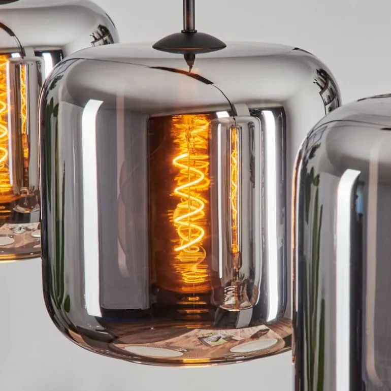 Suspension - Verre Lauden Chrome, Fumé, 3 lumières