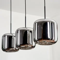 Suspension - Verre Lauden Chrome, Fumé, 3 lumières