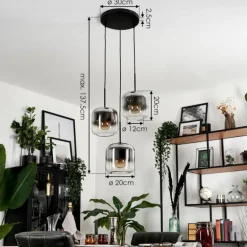 Suspension - Verre Lauden Chrome, Clair, Fumé, 3 lumières