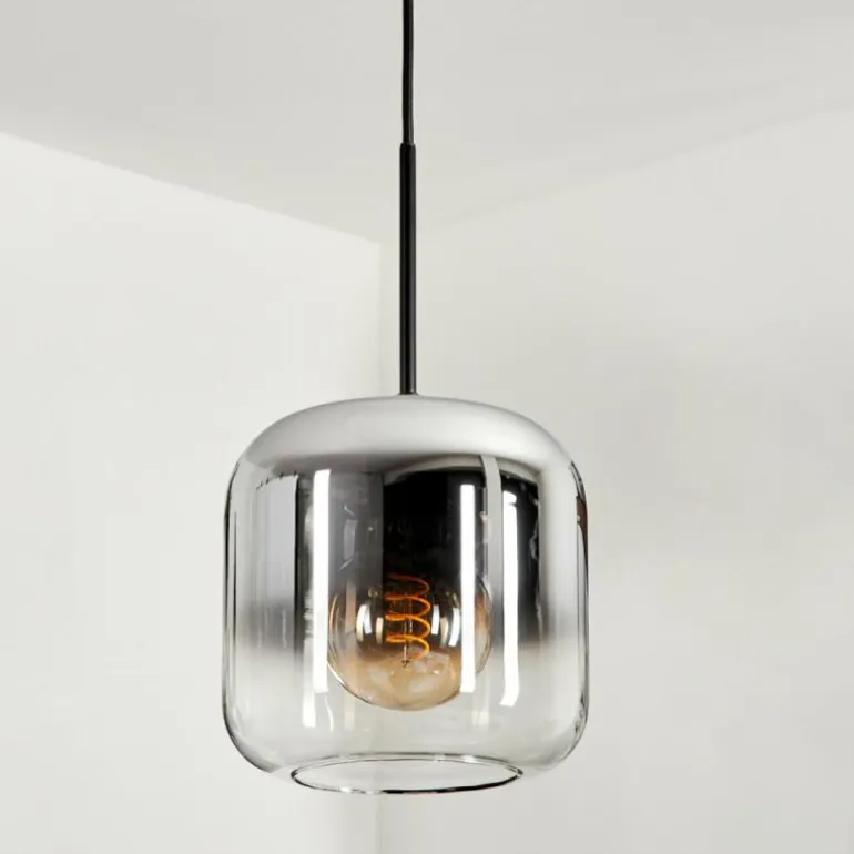 Suspension - Verre Lauden Chrome, Clair, Fumé, 3 lumières