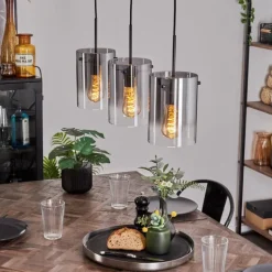 Suspension - Verre Parane Clair, Fumé, 3 lumières