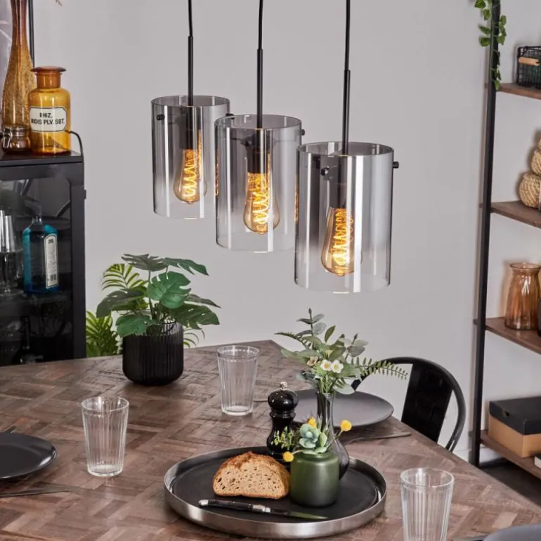 Suspension - Verre Parane Clair, Fumé, 3 lumières