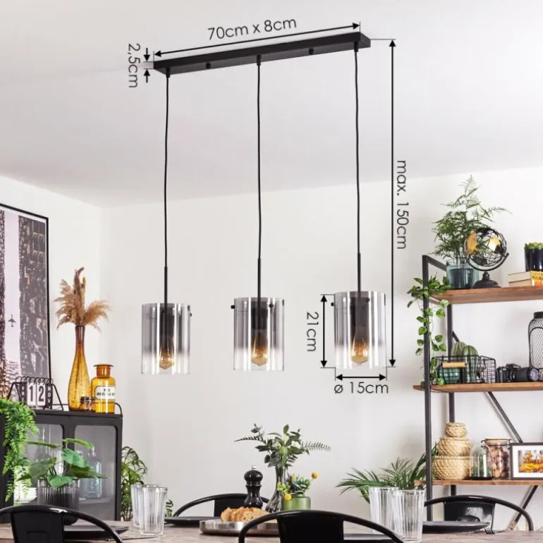 Suspension - Verre Parane Clair, Fumé, 3 lumières