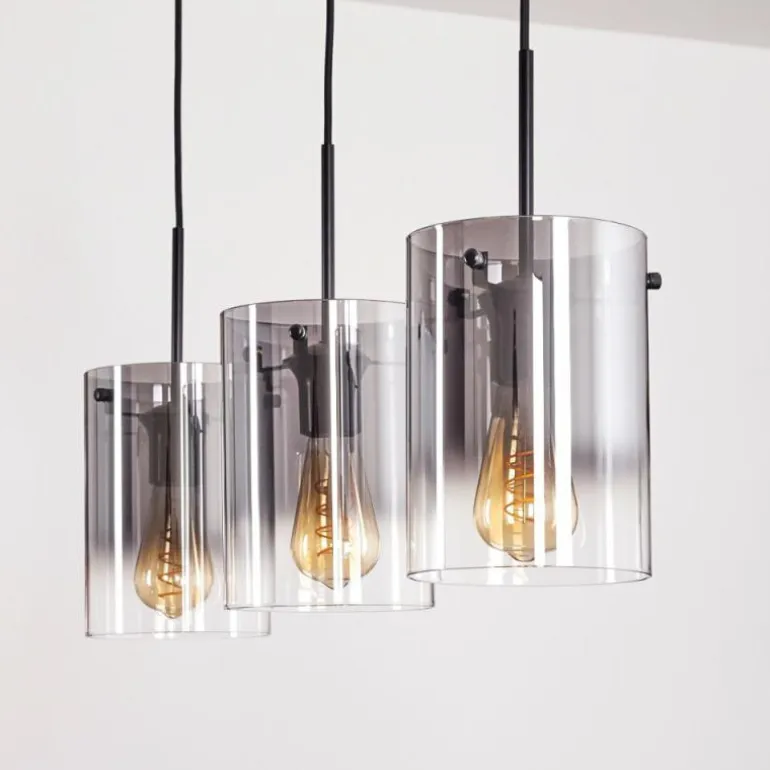 Suspension - Verre Parane Clair, Fumé, 3 lumières