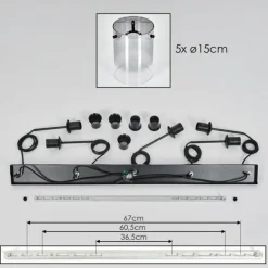 Suspension - Verre Parane Clair, Fumé, 5 lumières