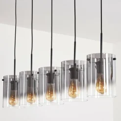 Suspension - Verre Parane Clair, Fumé, 5 lumières