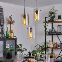 Suspension - Verre Parane Ambre, 3 lumières