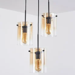 Suspension - Verre Parane Ambre, Clair, 3 lumières