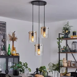 Suspension - Verre Parane Ambre, Clair, 3 lumières