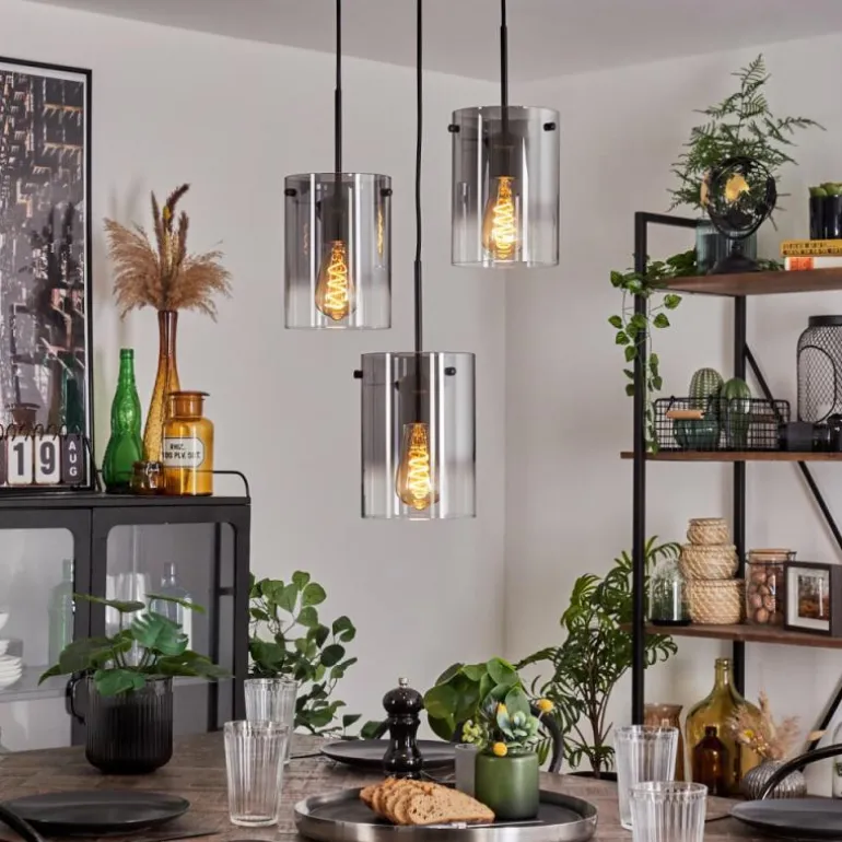 Suspension - Verre Parane Clair, Fumé, 3 lumières