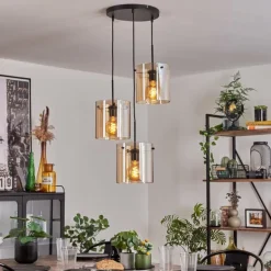 Suspension - Verre Parane Ambre, 3 lumières