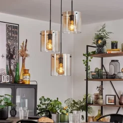 Suspension - Verre Parane Ambre, Clair, 3 lumières