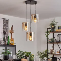 Suspension - Verre Parane Ambre, Clair, 3 lumières