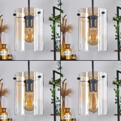 Suspension - Verre Parane Ambre, Clair, 5 lumières