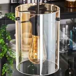 Suspension - Verre Parane Ambre, Clair, 5 lumières