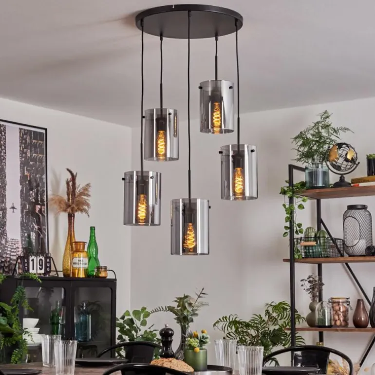 Suspension - Verre Parane Fumé, 5 lumières