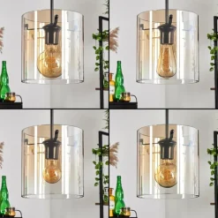 Suspension - Verre Parane Ambre, Clair, 5 lumières