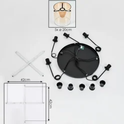 Suspension - Verre Parane Ambre, Clair, 5 lumières