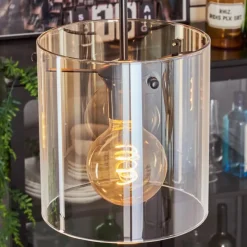 Suspension - Verre Parane Ambre, Clair, 5 lumières