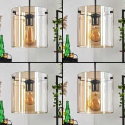 Suspension - Verre Parane Ambre, 5 lumières