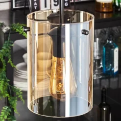Suspension - Verre Parane Ambre, 5 lumières