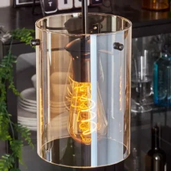 Suspension - Verre Parane Ambre, 5 lumières
