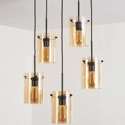 Suspension - Verre Parane Ambre, 5 lumières