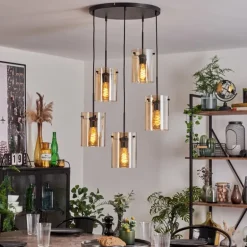 Suspension - Verre Parane Ambre, 5 lumières