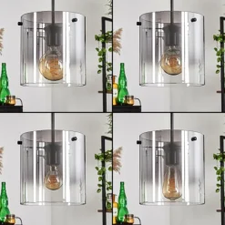 Suspension - Verre Parane Clair, Fumé, 5 lumières