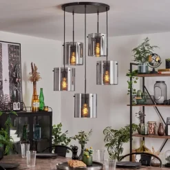 Suspension - Verre Parane Fumé, 5 lumières