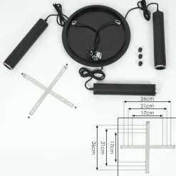 Suspension Wheelwright Nickel mat, Noir, 3 lumières